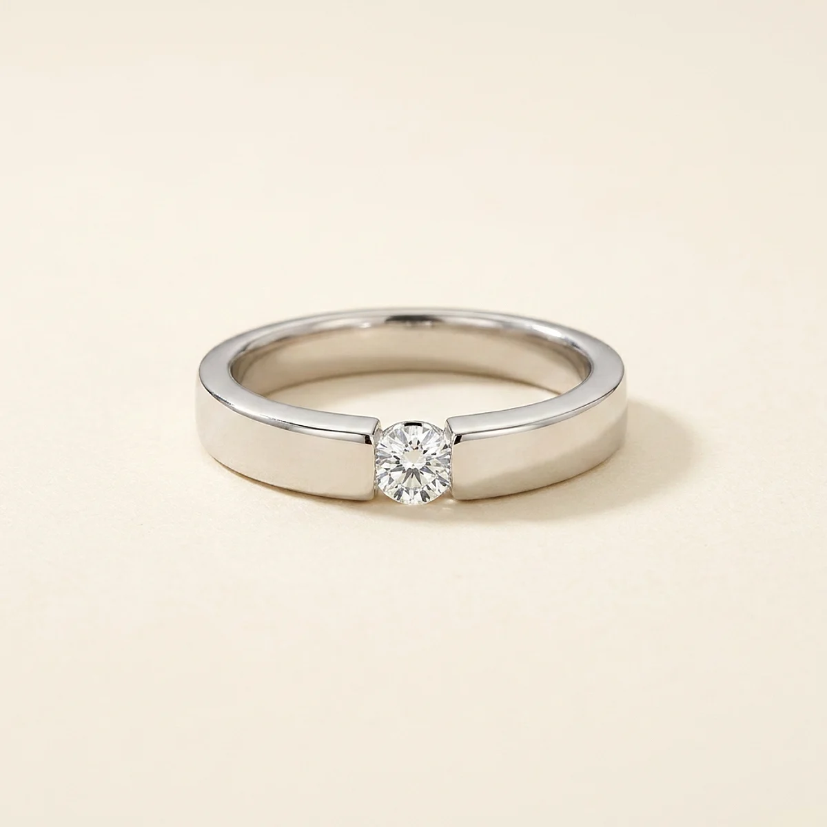A .15ct colorless round diamond on a white gold ring, custom-designed by Eterneva to honor the remarkable Deja.