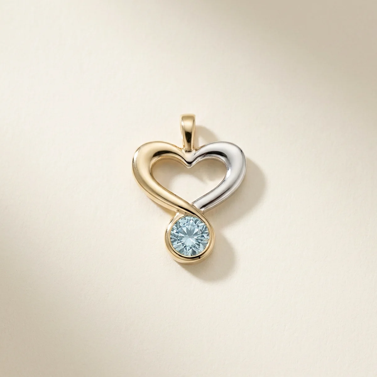 A .75ct blue round diamond on a mixed metal pendant, custom-designed by Eterneva to honor the remarkable Bernardo.