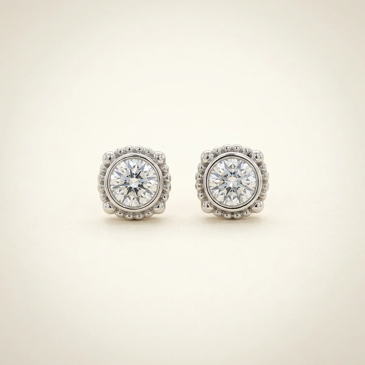 A .15ct colorless round diamond on white gold earrings, custom-designed by Eterneva to honor the remarkable Jacob.