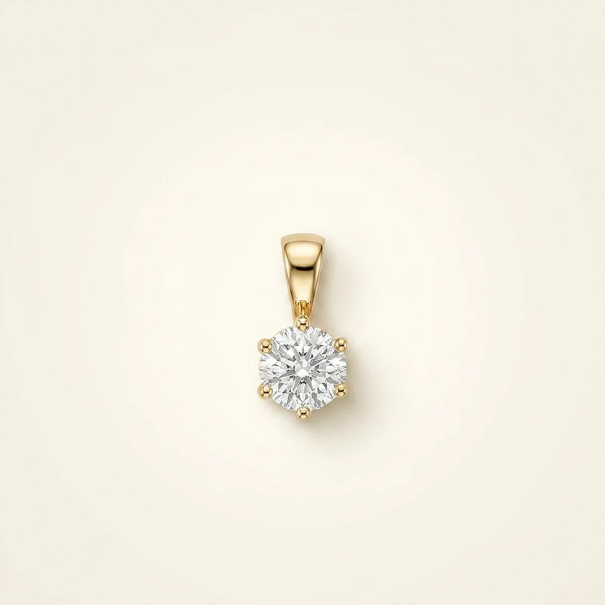 A .25ct colorless round diamond on a yellow gold pendant, custom-designed by Eterneva to honor the remarkable Priya.