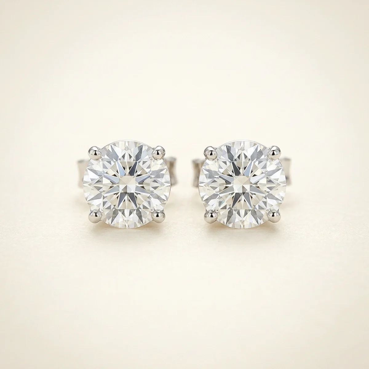 A .5ct colorless round diamond on white gold earrings, custom-designed by Eterneva to honor the remarkable Summer.