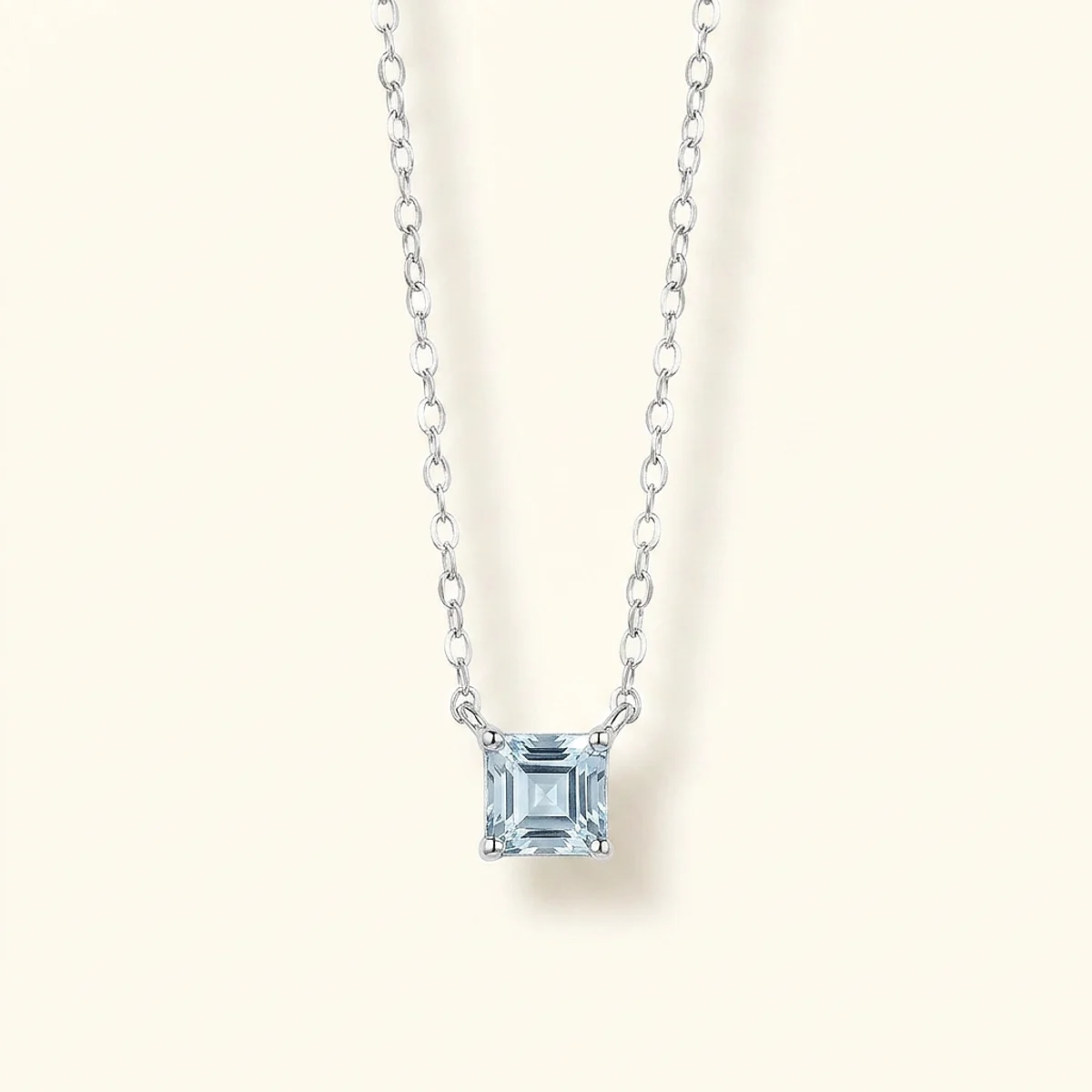 A .5ct blue asscher diamond on a white gold other, custom-designed by Eterneva to honor the remarkable Kiowa.