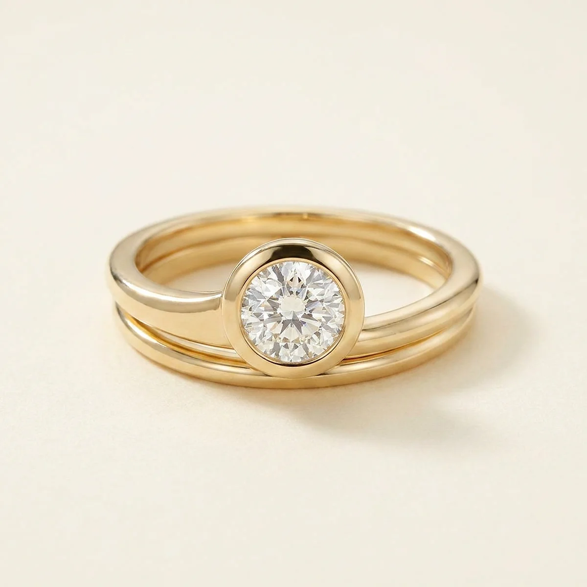 A .5ct colorless round diamond on a yellow gold ring, custom-designed by Eterneva to honor the remarkable Macho.