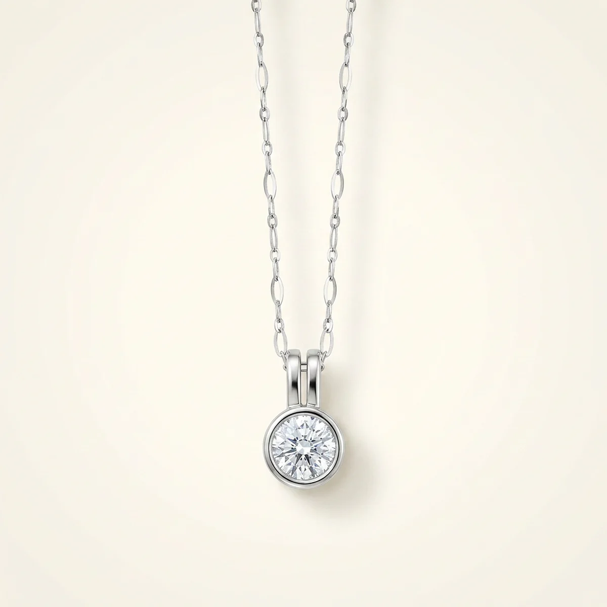A .5ct blue round diamond on a white gold necklace, custom-designed by Eterneva to honor the remarkable Jeff.
