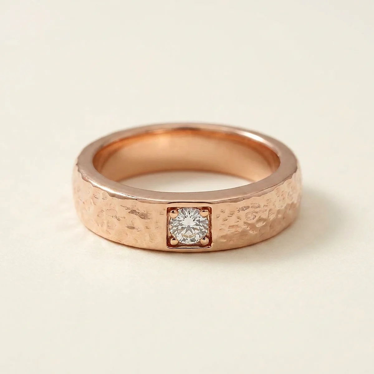 A .25ct colorless round diamond on a rose gold ring, custom-designed by Eterneva to honor the remarkable Archer.