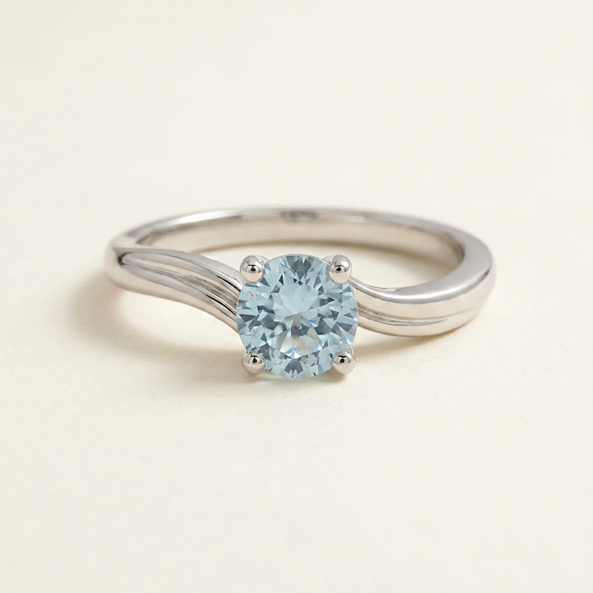 A .5ct blue round diamond on a white gold ring, custom-designed by Eterneva to honor the remarkable Martha.