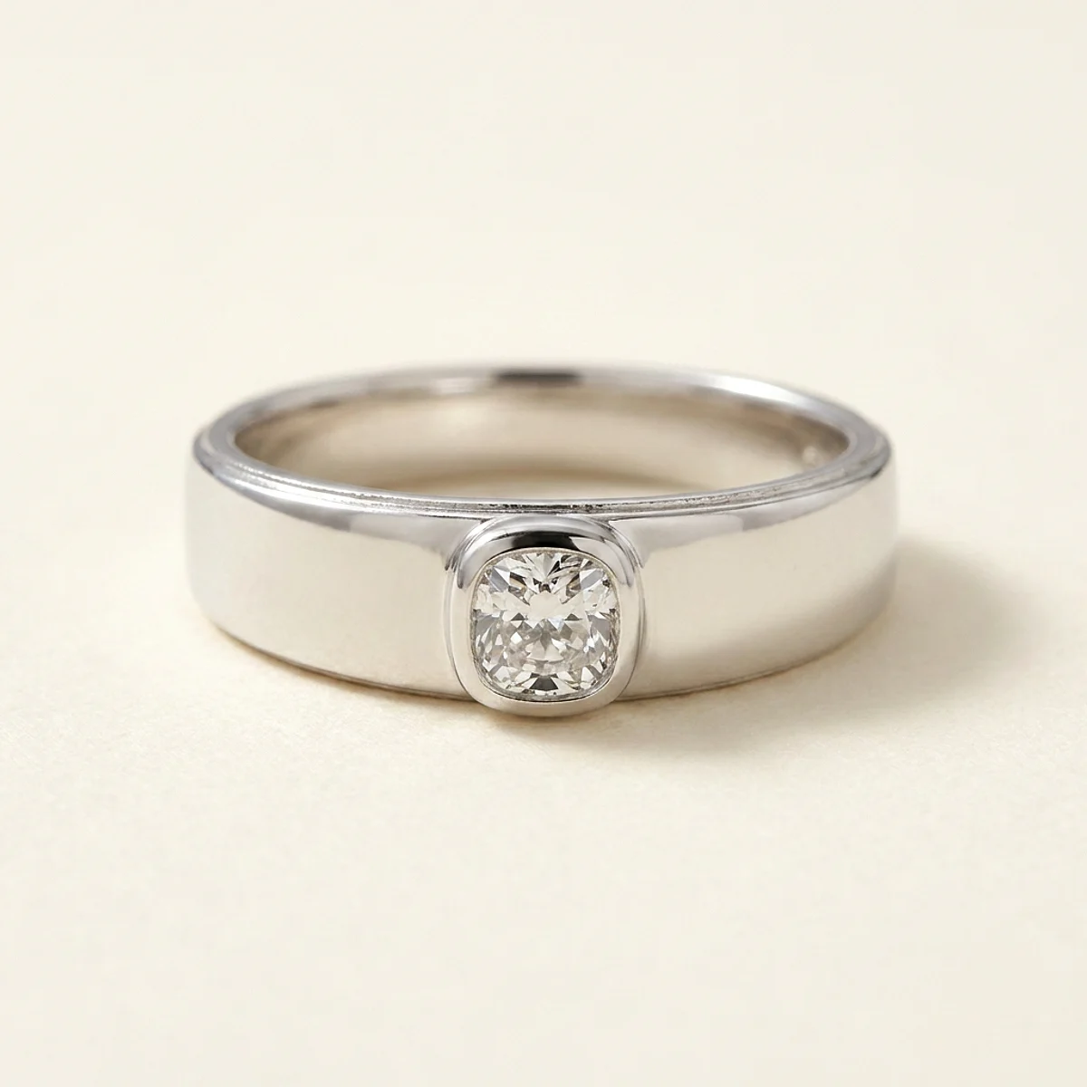 A .5ct colorless cushion diamond on a white gold ring, custom-designed by Eterneva to honor the remarkable Jerry.