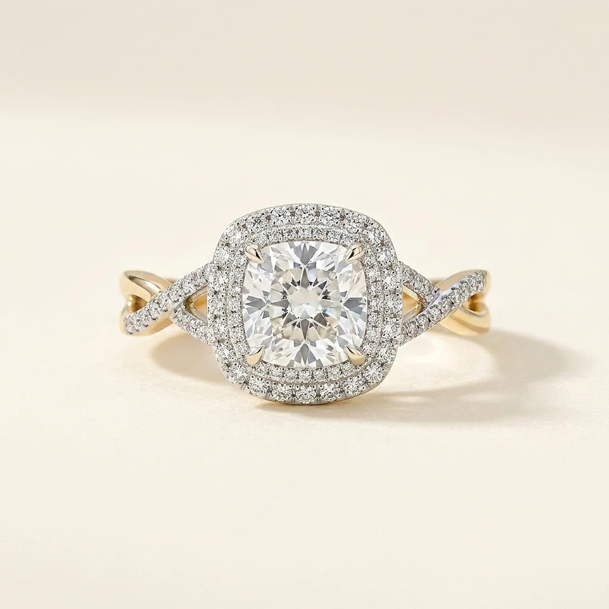A 1.5ct colorless cushion diamond on a white gold ring, custom-designed by Eterneva to honor the remarkable Tim.