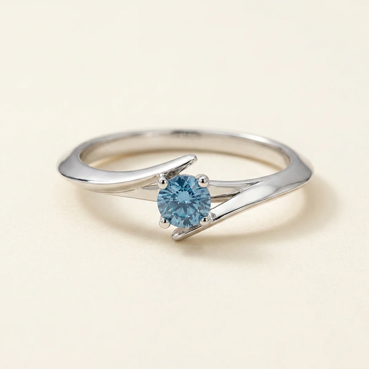 A .25ct blue round diamond on a white gold ring, custom-designed by Eterneva to honor the remarkable William.