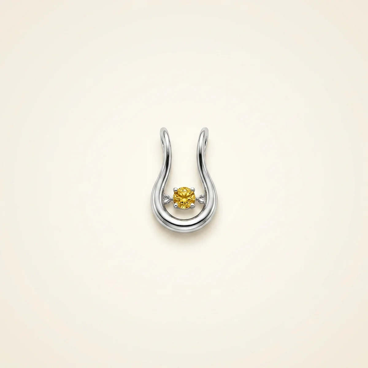 A .15ct yellow round diamond on a white gold pendant, custom-designed by Eterneva to honor the remarkable Dozer.