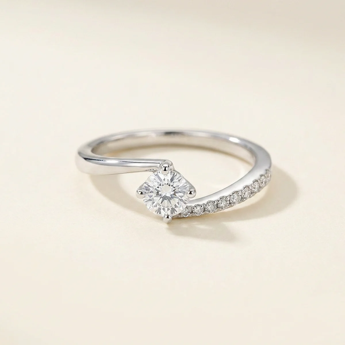 A .25ct colorless round diamond on a white gold ring, custom-designed by Eterneva to honor the remarkable Sophie.