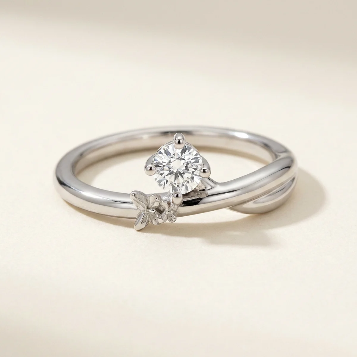 A .25ct colorless round diamond on a white gold ring, custom-designed by Eterneva to honor the remarkable Andi.