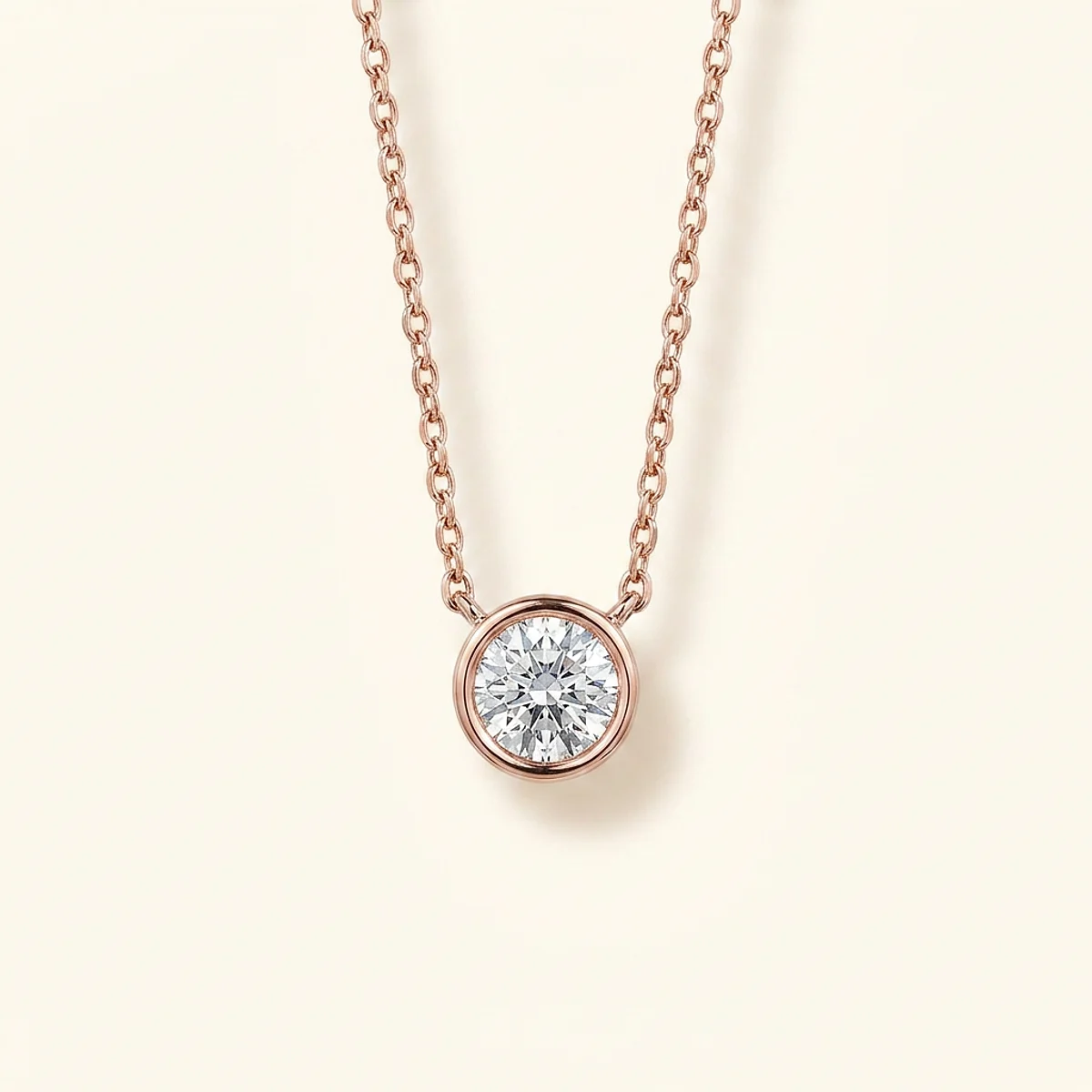 A .4ct colorless round diamond on a rose gold necklace, custom-designed by Eterneva to honor the remarkable Brynlee.