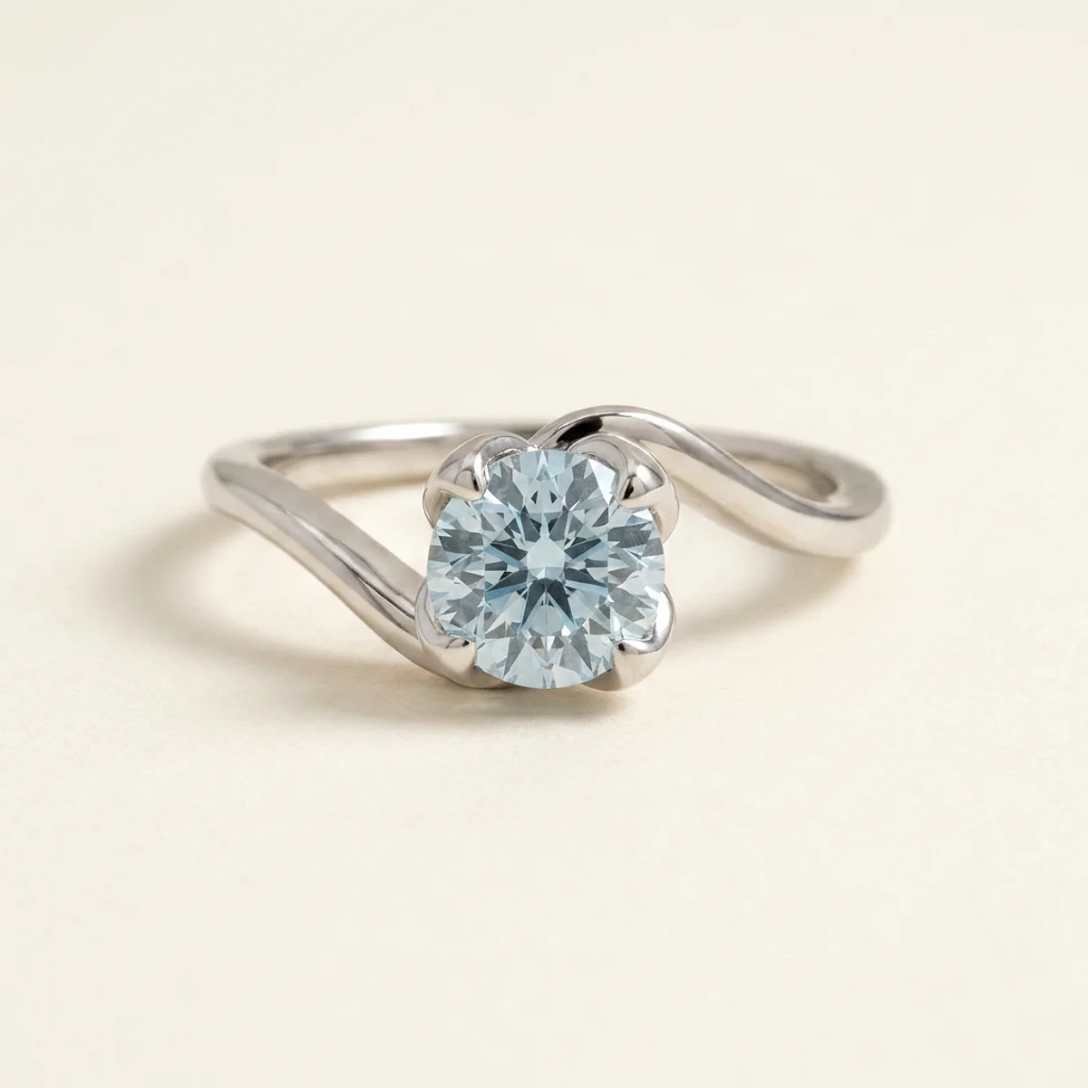 A 1ct blue round diamond on a platinum ring, custom-designed by Eterneva to honor the remarkable Thomas.