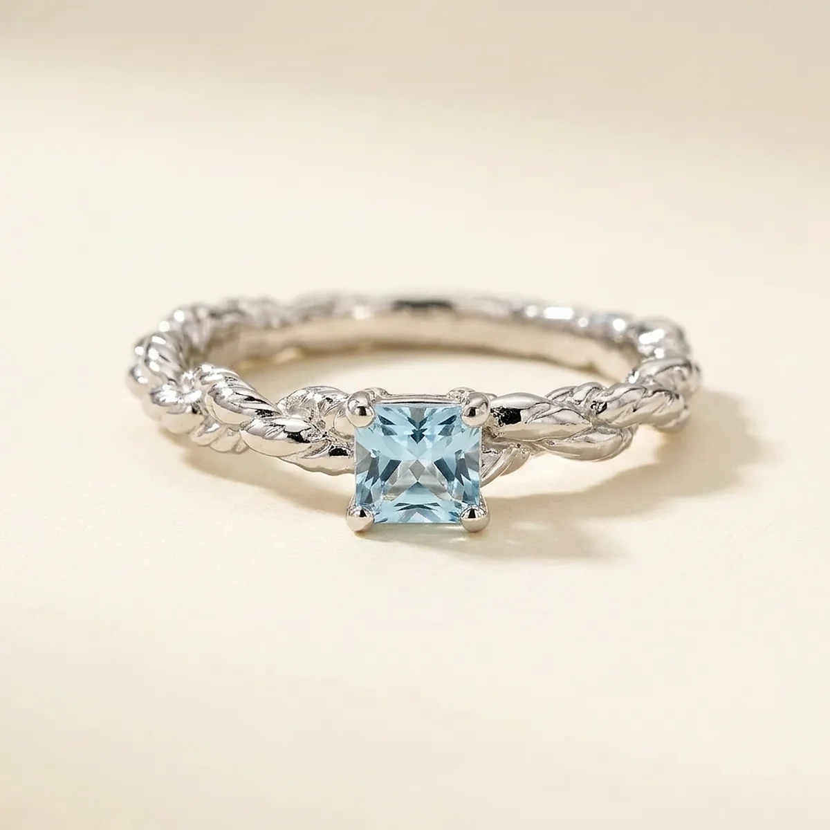 A .4ct blue radiant diamond on a white gold ring, custom-designed by Eterneva to honor the remarkable Dan.