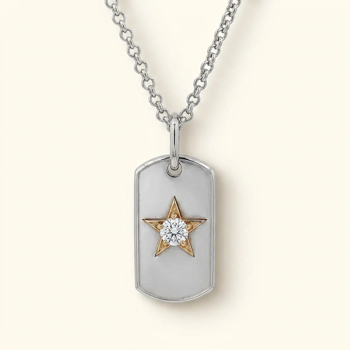 A .5ct colorless round diamond on a white gold necklace, custom-designed by Eterneva to honor the remarkable Lucky.