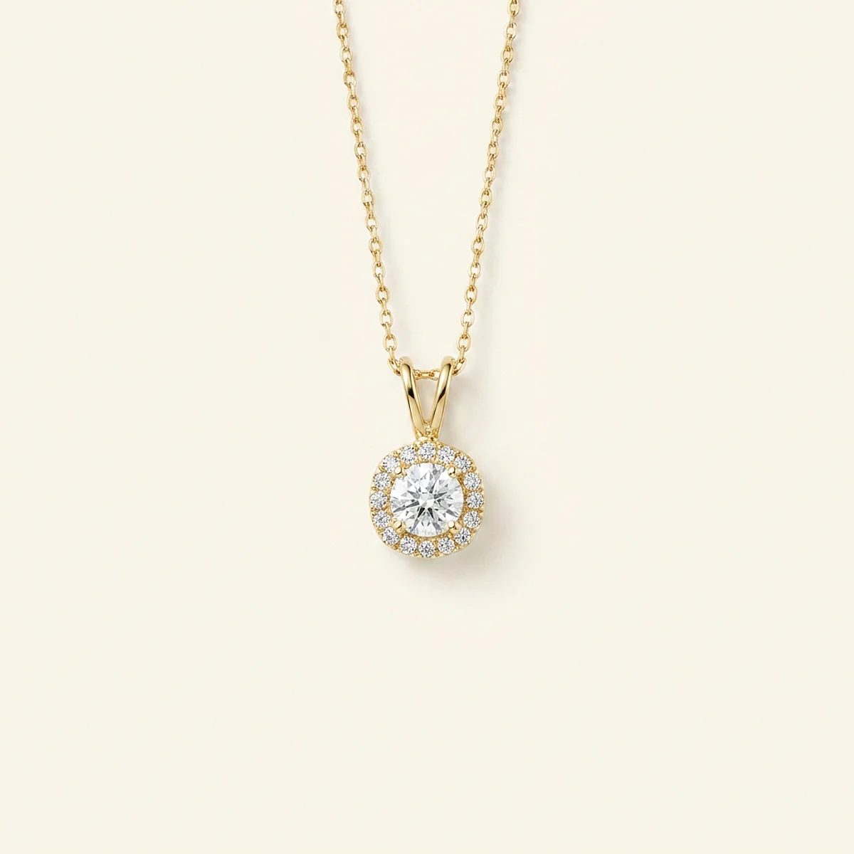 A .75ct colorless round diamond on a yellow gold pendant, custom-designed by Eterneva to honor the remarkable Oliver.