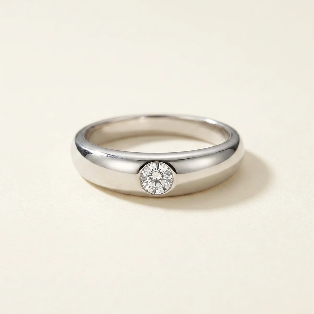 A .15ct colorless round diamond on a white gold ring, custom-designed by Eterneva to honor the remarkable Evan.