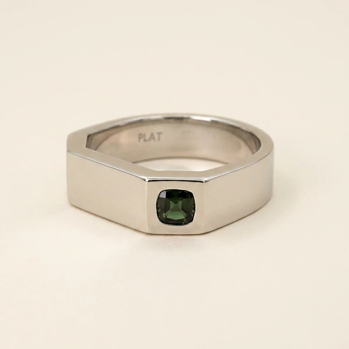 A .25ct black cushion diamond on a platinum ring, custom-designed by Eterneva to honor the remarkable Mark.