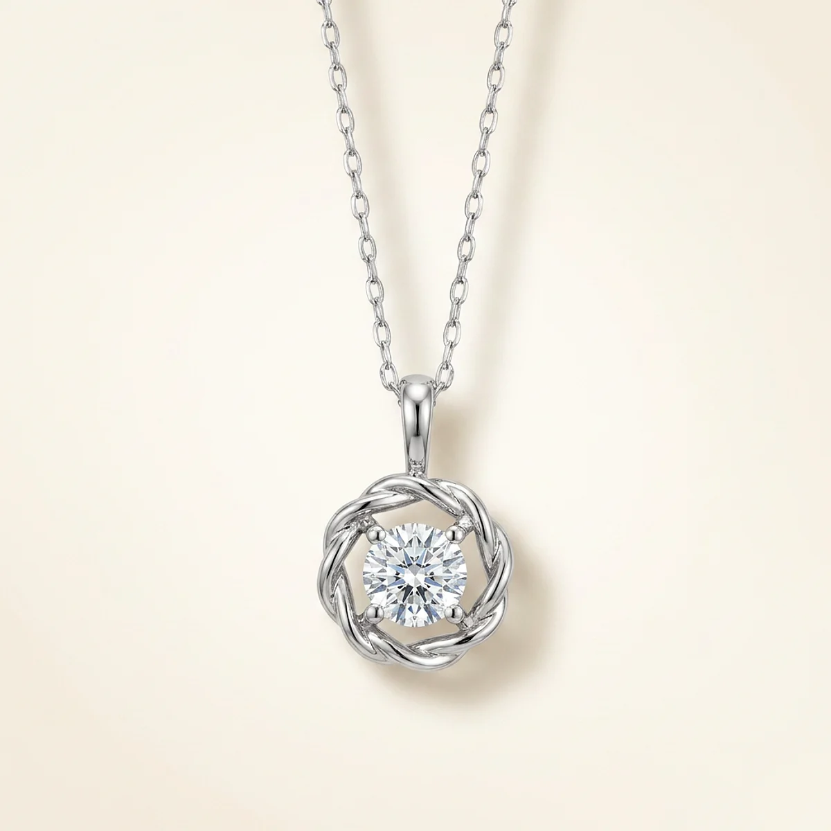 A 1ct colorless round diamond on a platinum necklace, custom-designed by Eterneva to honor the remarkable Aryan.