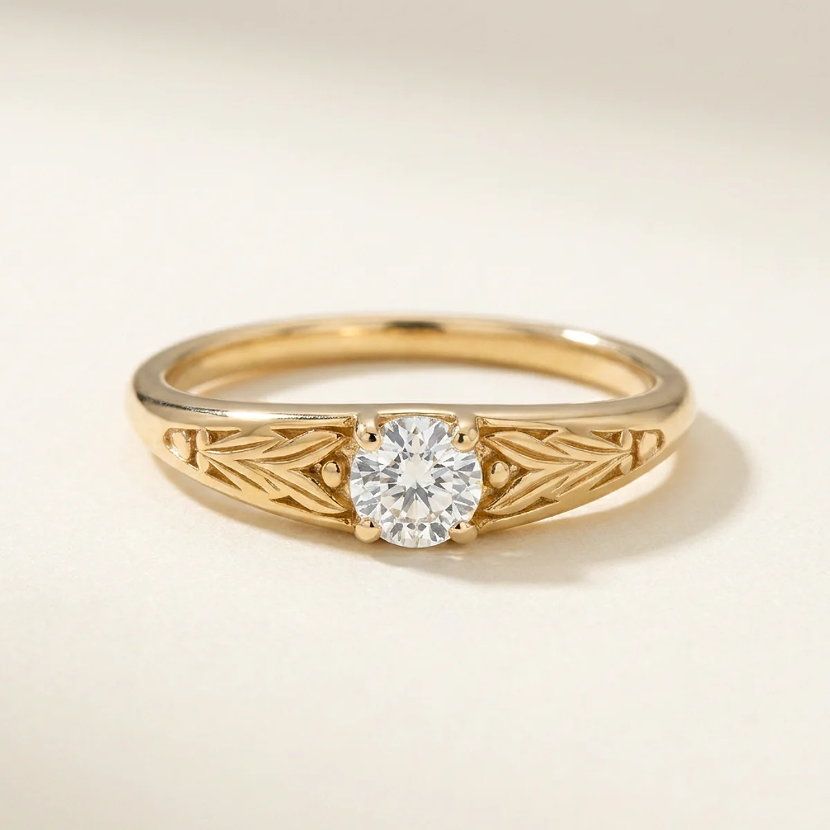 A .25ct colorless round diamond on a yellow gold ring, custom-designed by Eterneva to honor the remarkable Wendy.