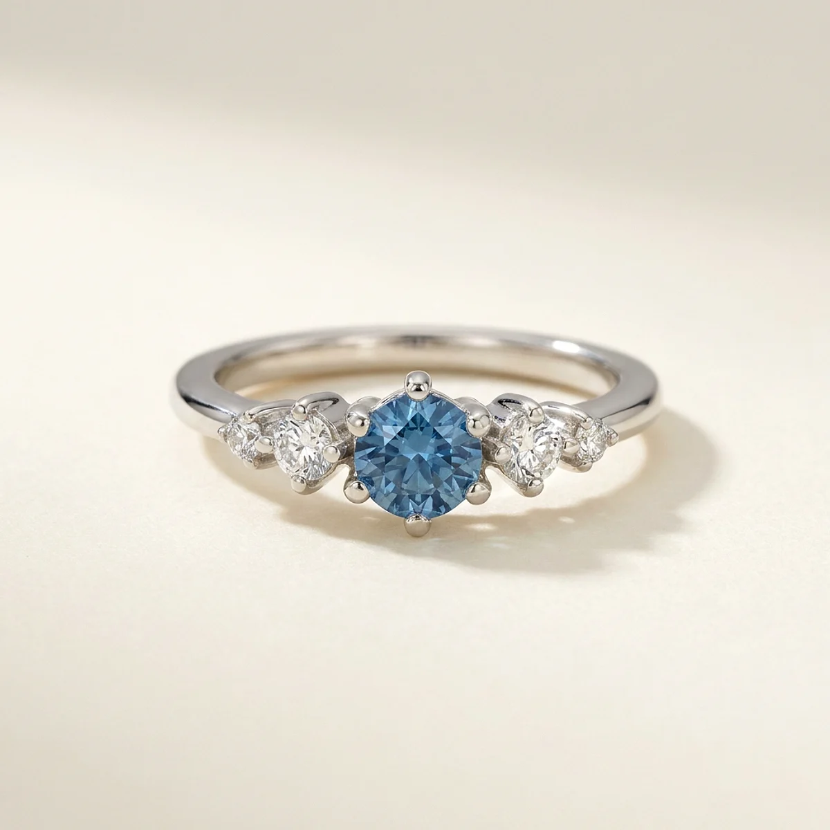 A .4ct blue round diamond on a platinum ring, custom-designed by Eterneva to honor the remarkable Jeremy.