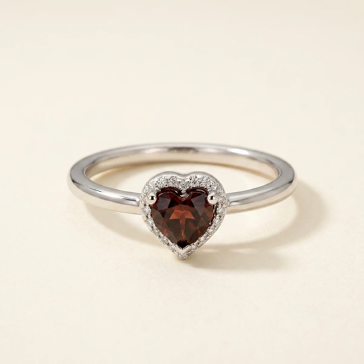 A .5ct red heart diamond on a white gold ring, custom-designed by Eterneva to honor the remarkable Jim.