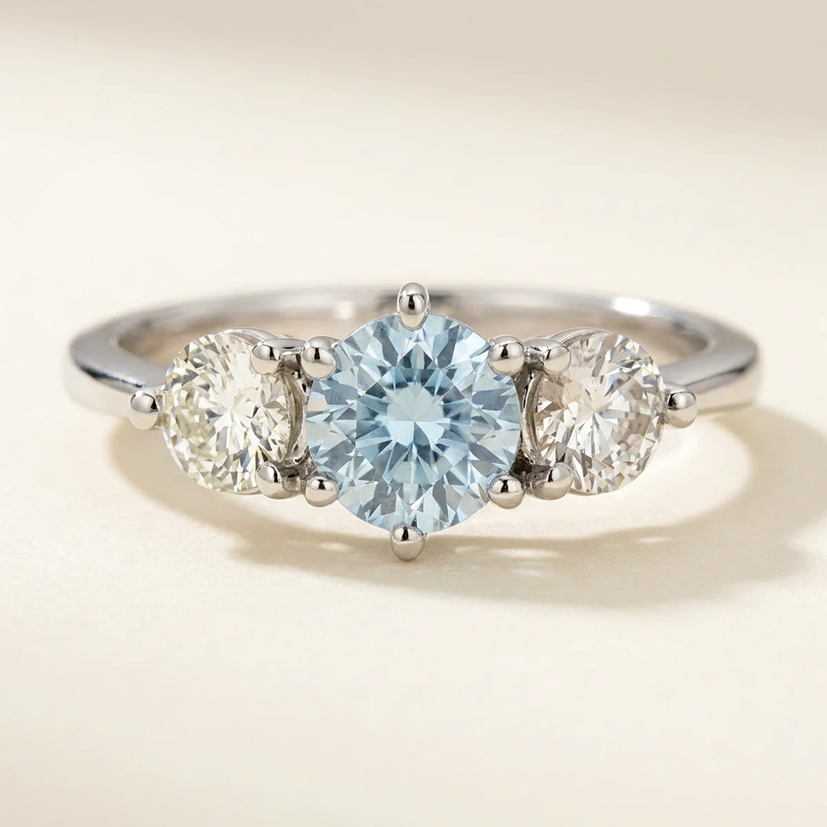 A .5ct blue round diamond on a white gold ring, custom-designed by Eterneva to honor the remarkable Paul.