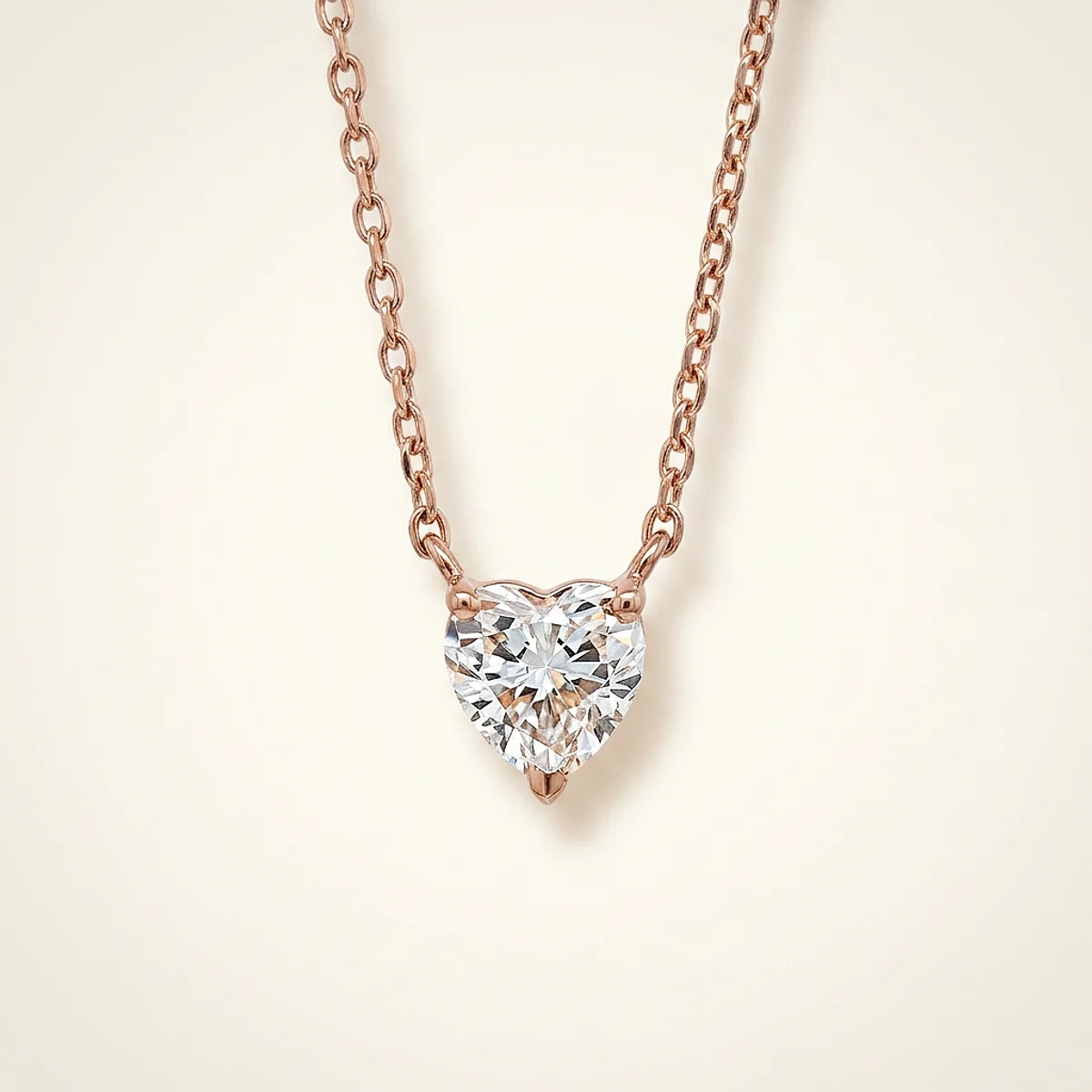 A .4ct colorless heart diamond on a rose gold necklace, custom-designed by Eterneva to honor the remarkable Michael.