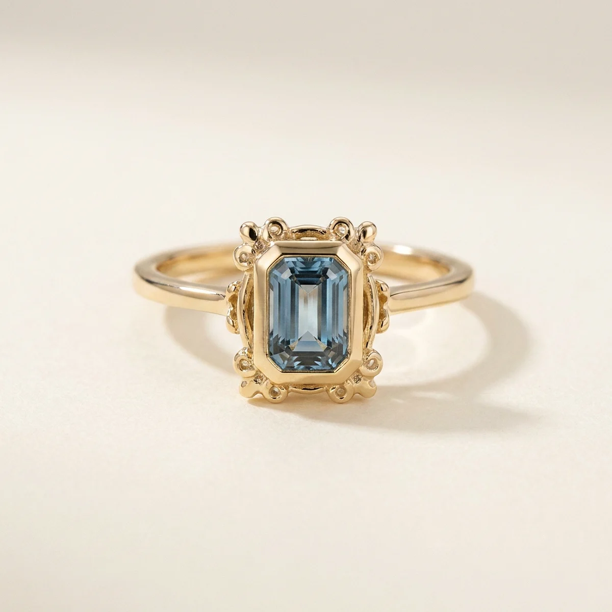 A 1ct blue emerald diamond on a yellow gold ring, custom-designed by Eterneva to honor the remarkable Wayne.