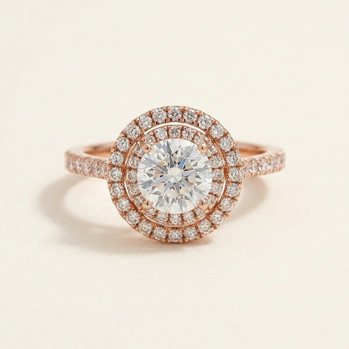 A 1ct colorless round diamond on a rose gold ring, custom-designed by Eterneva to honor the remarkable Jay-Vikrant.