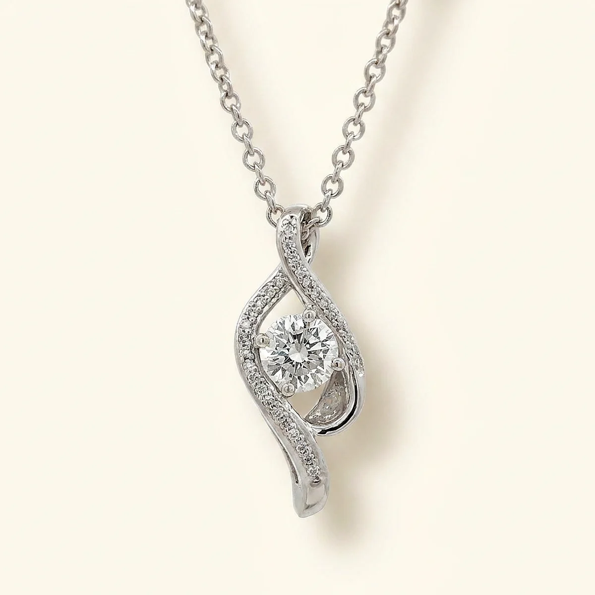 A .5ct colorless round diamond on a platinum necklace, custom-designed by Eterneva to honor the remarkable Lance.