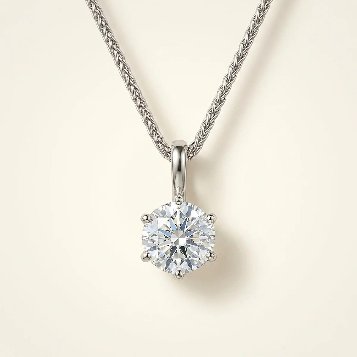 A .5ct colorless round diamond on a platinum necklace, custom-designed by Eterneva to honor the remarkable Carol.