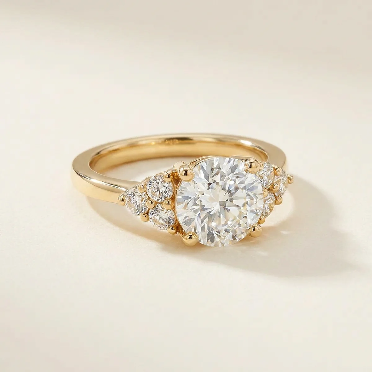 A 2ct colorless round diamond on a yellow gold ring, custom-designed by Eterneva to honor the remarkable Laura.