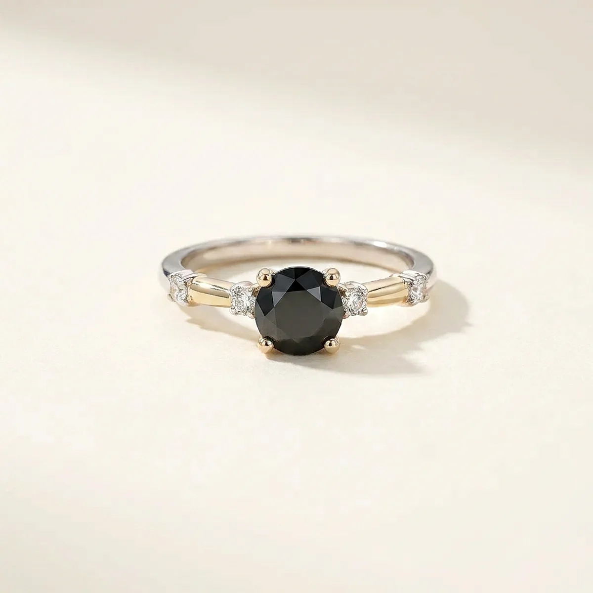 A .5ct black round diamond on a white gold ring, custom-designed by Eterneva to honor the remarkable Cindy.