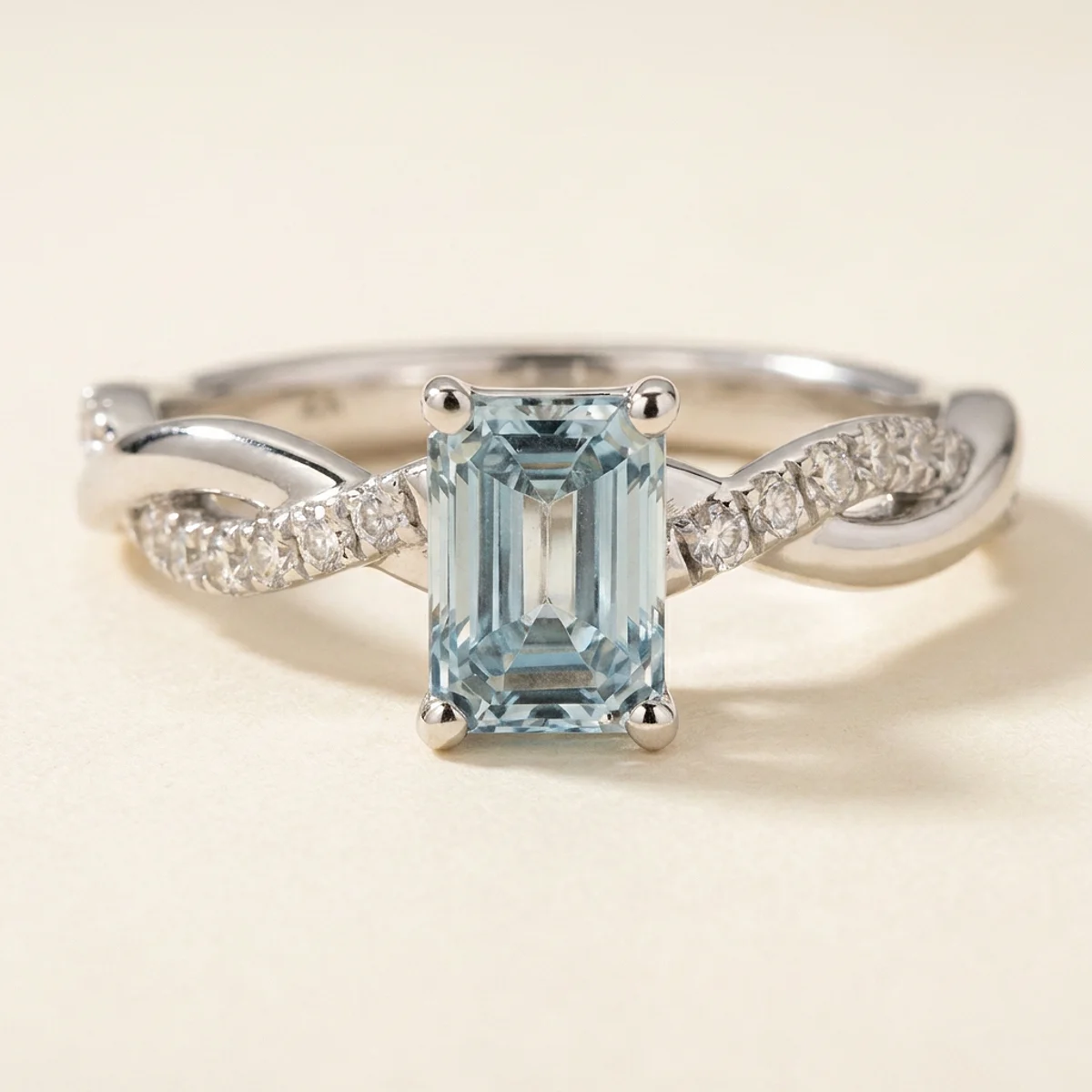 A .75ct blue emerald diamond on a white gold ring, custom-designed by Eterneva to honor the remarkable Edward.