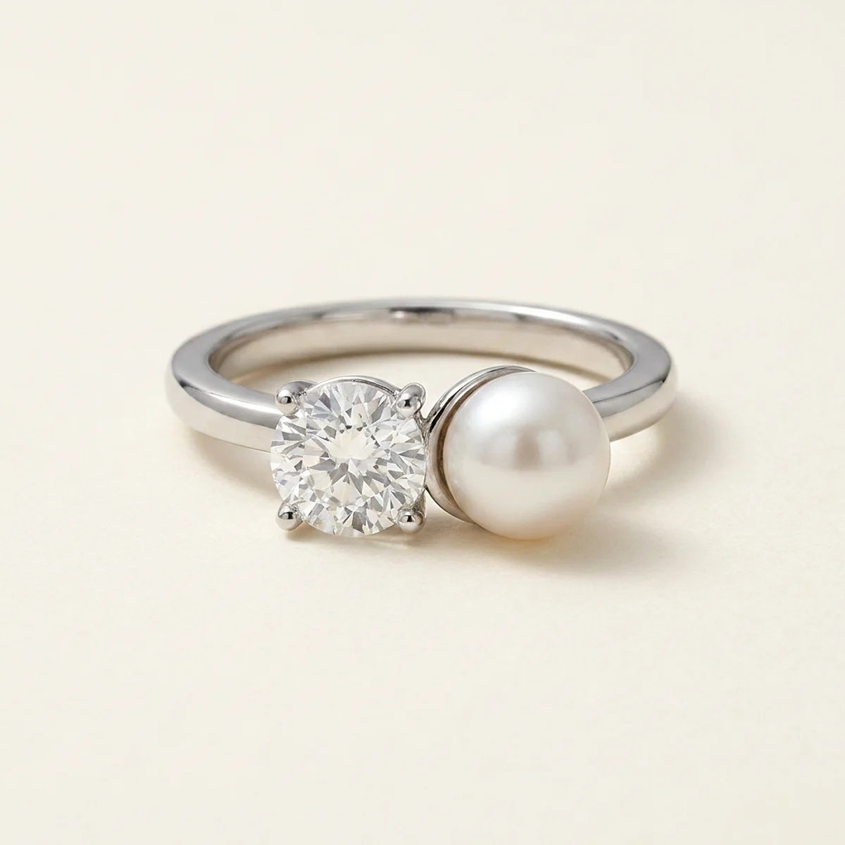 A .5ct colorless round diamond on a white gold ring, custom-designed by Eterneva to honor the remarkable Tammy.