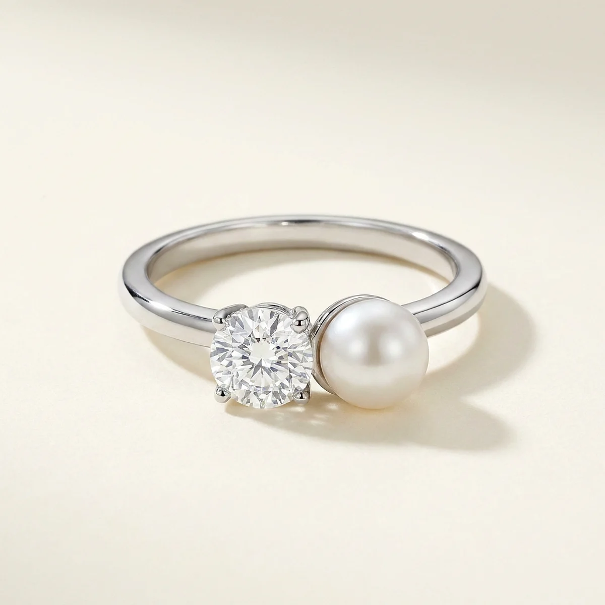 A .5ct colorless round diamond on a white gold ring, custom-designed by Eterneva to honor the remarkable Tammy.