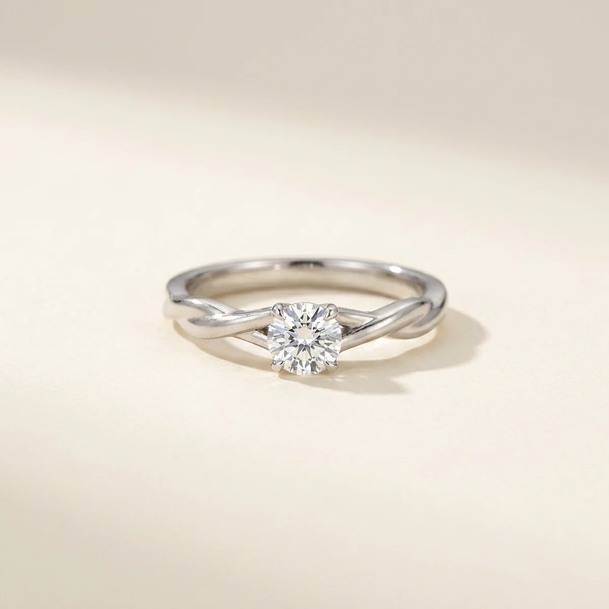 A .5ct colorless round diamond on a white gold ring, custom-designed by Eterneva to honor the remarkable Haley.