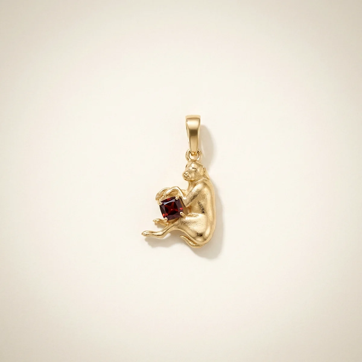 A .15ct red asscher diamond on a yellow gold pendant, custom-designed by Eterneva to honor the remarkable Chenoa.