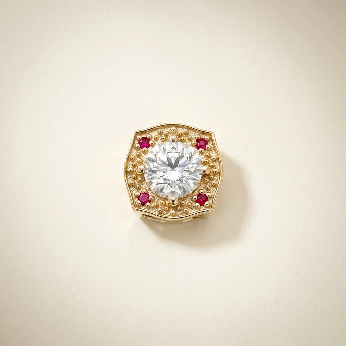 A 1ct colorless round diamond on a mixed metal pendant, custom-designed by Eterneva to honor the remarkable Eveline.