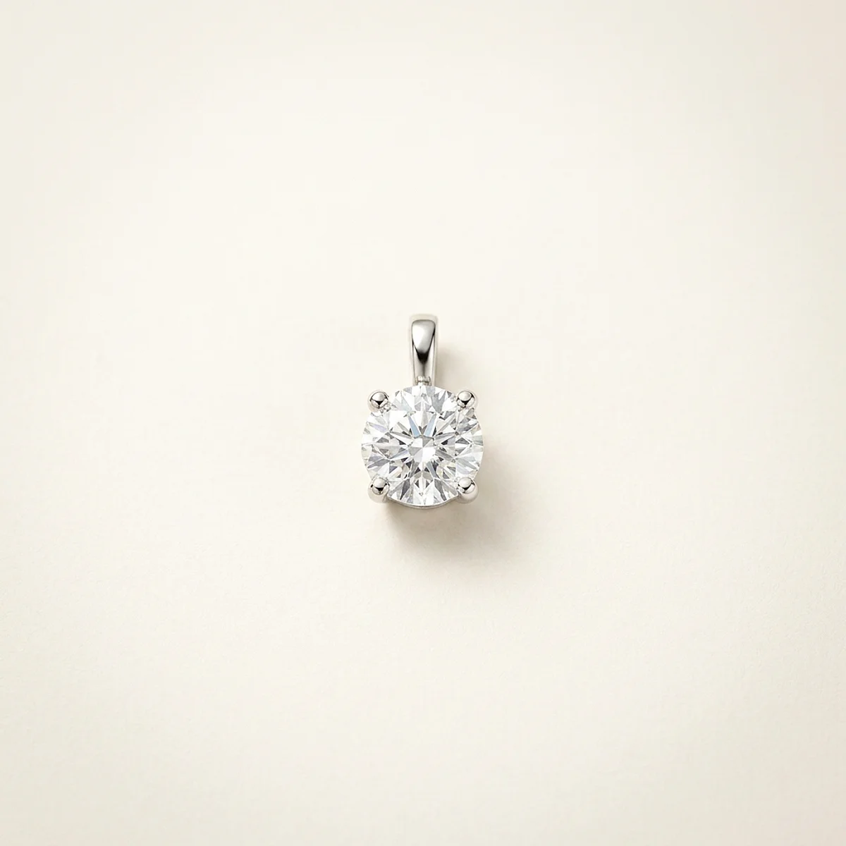 A .5ct colorless round diamond on a white gold pendant, custom-designed by Eterneva to honor the remarkable Tasha.