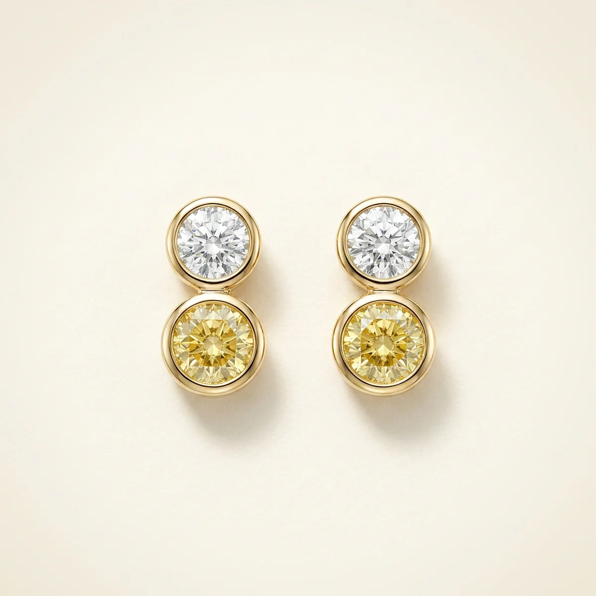 A .25ct yellow round diamond on yellow gold earrings, custom-designed by Eterneva to honor the remarkable Sophie.