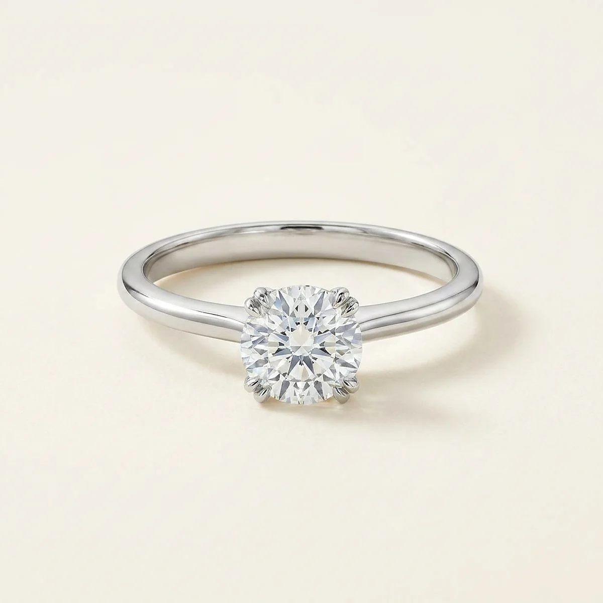 A .75ct colorless round diamond on a white gold ring, custom-designed by Eterneva to honor the remarkable Mary.