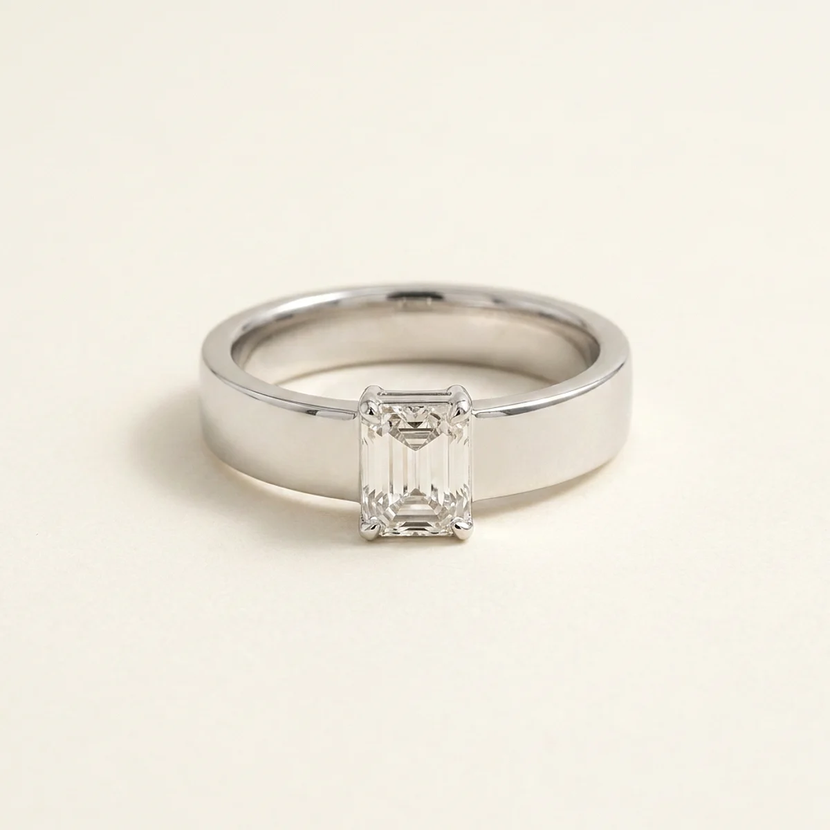 A .5ct colorless emerald diamond on a white gold ring, custom-designed by Eterneva to honor the remarkable Brett.