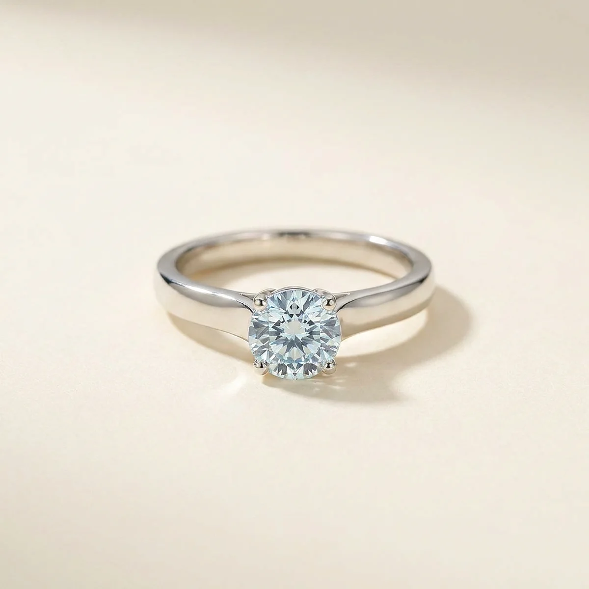 A .75ct blue round diamond on a platinum ring, custom-designed by Eterneva to honor the remarkable Joan.