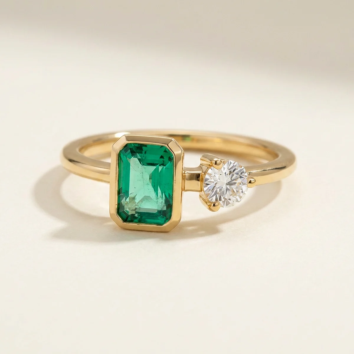 A .25ct colorless round diamond on a yellow gold ring, custom-designed by Eterneva to honor the remarkable Vince.