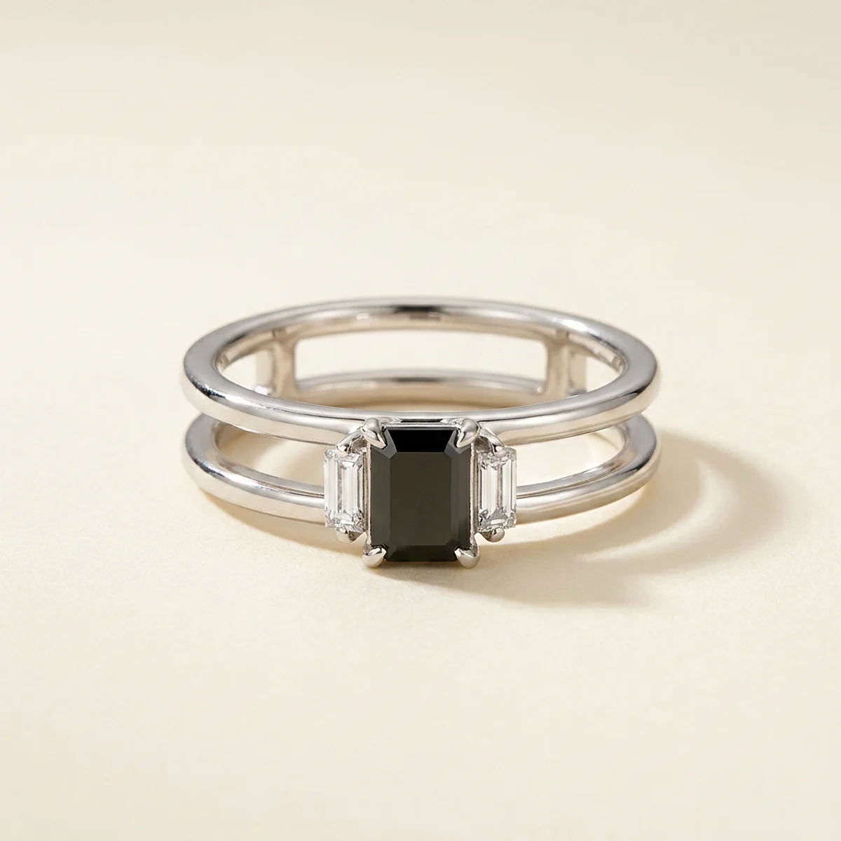 A .5ct black emerald diamond on a white gold ring, custom-designed by Eterneva to honor the remarkable Douglas.