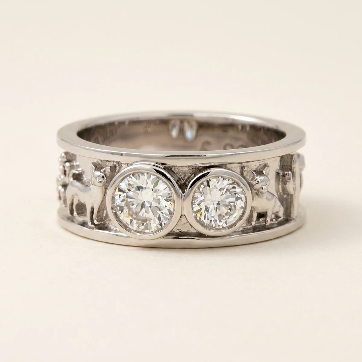 A .5ct colorless round diamond on a white gold ring, custom-designed by Eterneva to honor the remarkable Maximus.