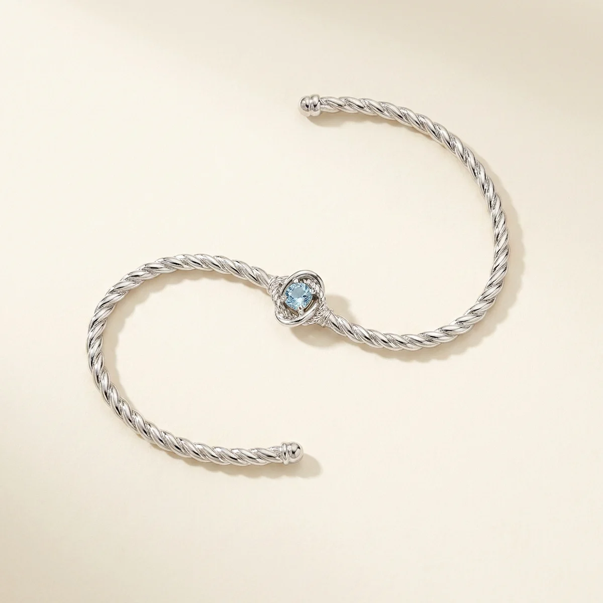 A .5ct blue cushion diamond on a white gold bracelet, custom-designed by Eterneva to honor the remarkable Ollie.